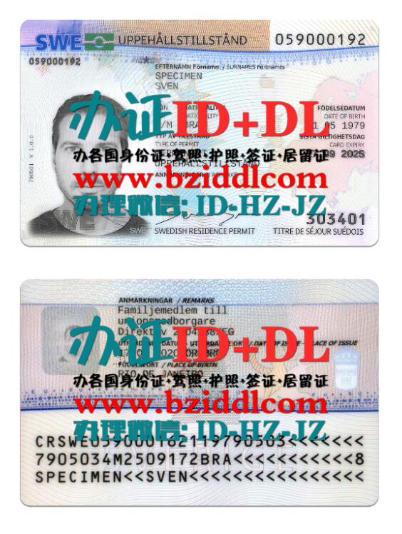 瑞典欧盟永久居留卡PSD模板,Swedish EU permanent residence card PSD template